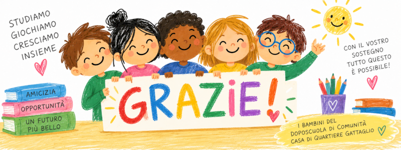 Un biglietto di ringraziamento illustrato dai bimbi