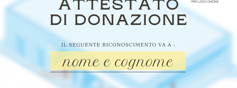 INVITO ESCLUSIVO E CONSEGNA ATTESTATO DI DONAZIONE