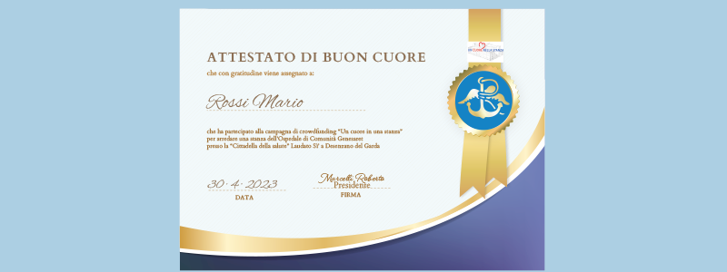 Un attestato di BUON CUORE
