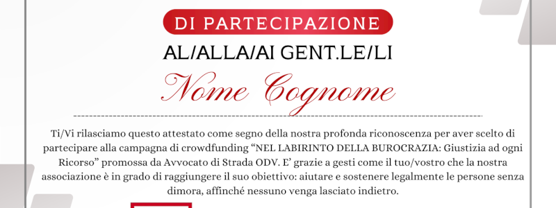 Attestato di donazione