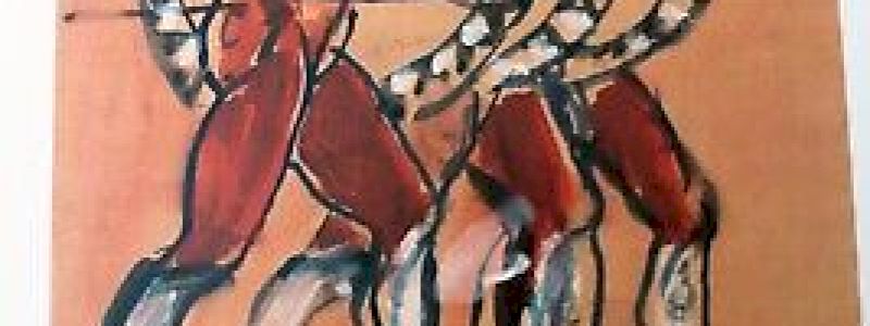 Riproduzione di opera di artista locale su carta pergamenata con timbro a secco di autenticazione