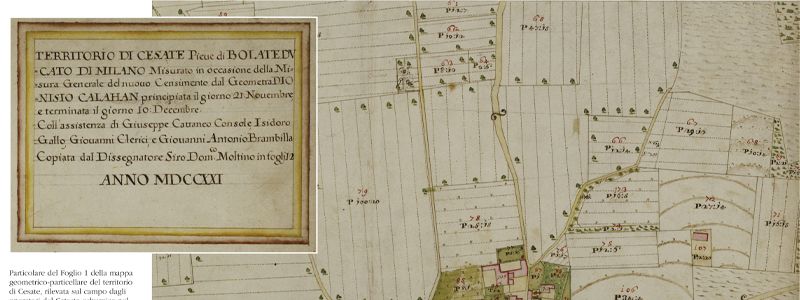 Riproduzione della Mappa di Cesate del 1721 con note esplicative